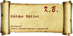 Káldor Bálint névjegykártya