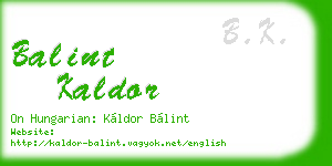 balint kaldor business card